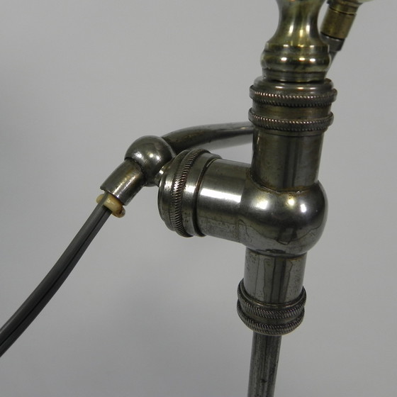 Image 1 of Französische Schreibtischlampe mit Glasschirm, verstellbar, 1930er Jahre