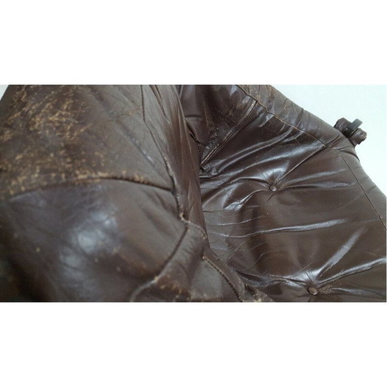 Image 1 of Vintage Luna Lounge Chair von Odd Knutsen aus braunem Leder 1970er Jahre