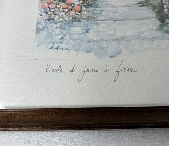 Image 1 of Original signierter Druck von M. Marten - 'Vicolo Di Paese In Fiore'