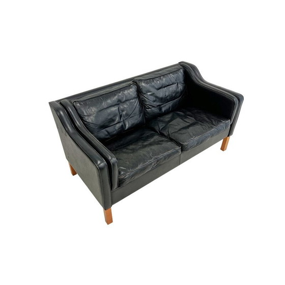 Image 1 of Vintage schwarz 2 Sitz Dänisch Mogensen Sofa