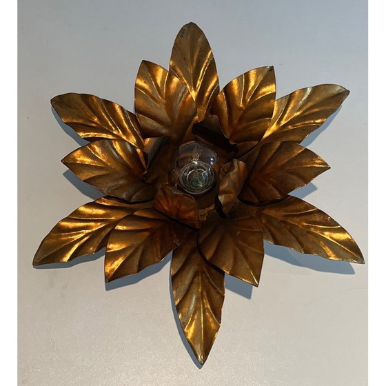 Image 1 of Vintage Fleur Wandlampe aus vergoldetem Metall, 1970