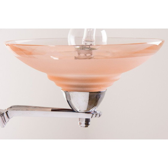 Image 1 of Kronleuchter aus rosa Glas von Muller Freres, Frankreich 1930