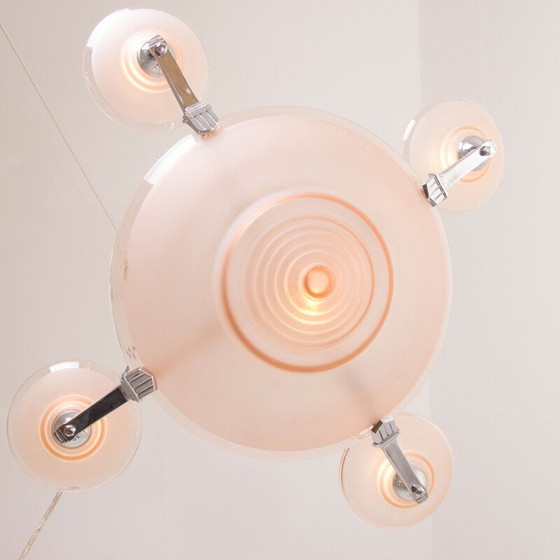 Image 1 of Kronleuchter aus rosa Glas von Muller Freres, Frankreich 1930