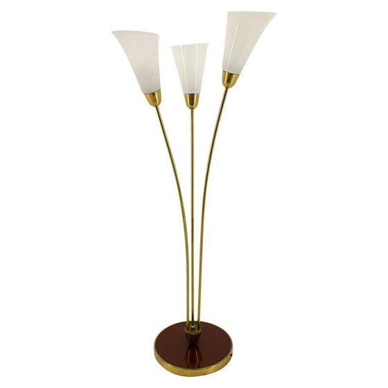 Image 1 of Vintage Art Deco Messing und Glas Lampe, Tschechoslowakei 1940