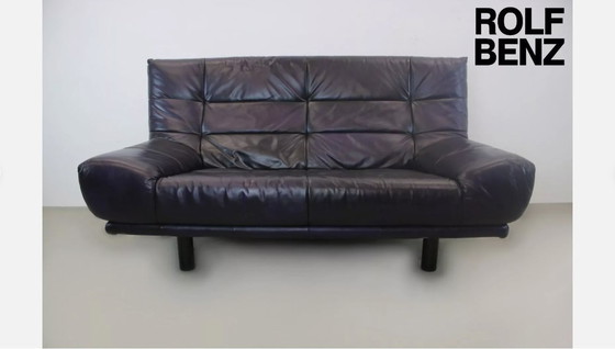 Image 1 of Rolf Benz Sofa Bmp Dunkel Lila Schwarz Designer Couch Echt Leder