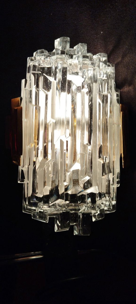 Image 1 of Hillebrand Eisglas Wandlampe Mid-Century Schweden