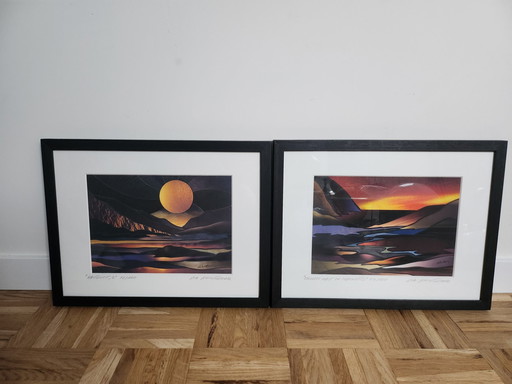 2x Eva Schmutterer signierte Nordlichter