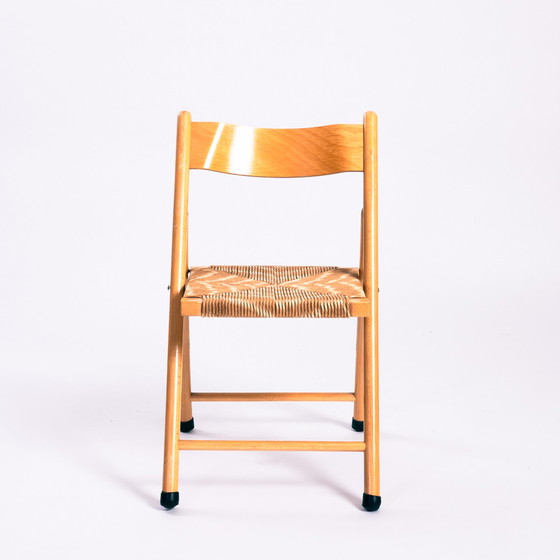 Image 1 of Set mit 3 Vintage-Klappstühlen aus Rattangewebe