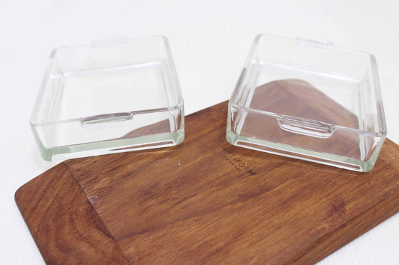 Image 1 of Teakholz Und Glas Tablett Skandinavischen Artiform 1970