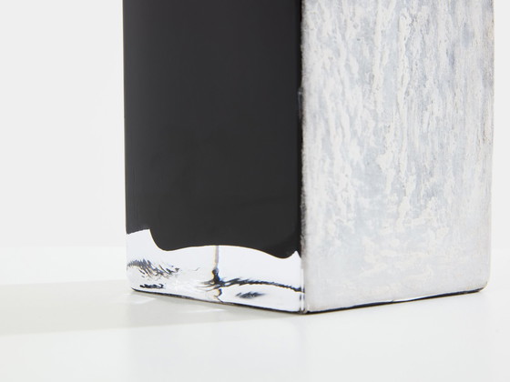 Image 1 of Anatole Riecke Art Deco Große Schwarze Opalglas Weiße Vase 1939