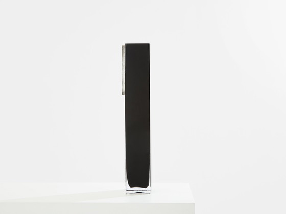 Image 1 of Anatole Riecke Art Deco Große Schwarze Opalglas Weiße Vase 1939