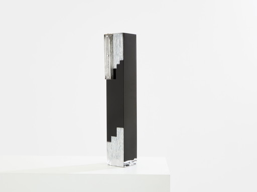 Anatole Riecke Art Deco Große Schwarze Opalglas Weiße Vase 1939