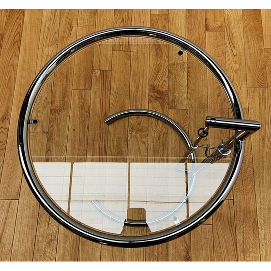 Image 1 of E1027 vintage-couchtisch aus metall und glas von Eileen Gray
