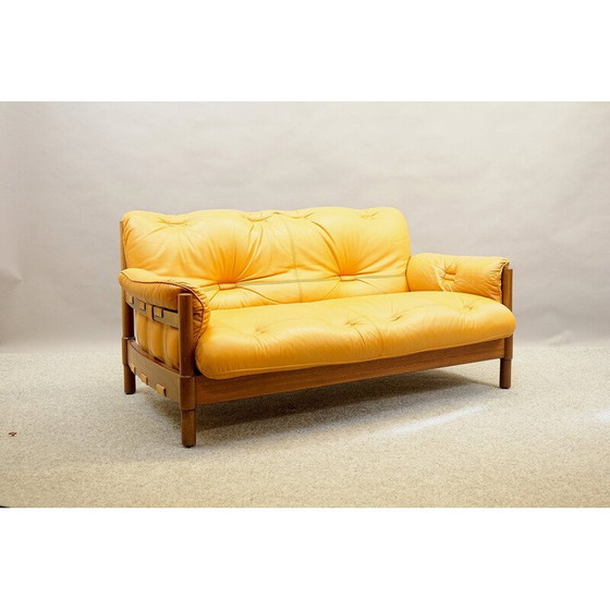 Image 1 of Vintage 2-Sitzer-Sofa aus brasilianischem Leder und Jatoba-Holz, 1970