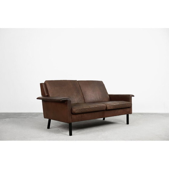 Image 1 of Skandinavisches 2-Sitzer-Sofa aus braunem Leder 3330 von Arne Vodder für Fritz Hansen, 1960er Jahre