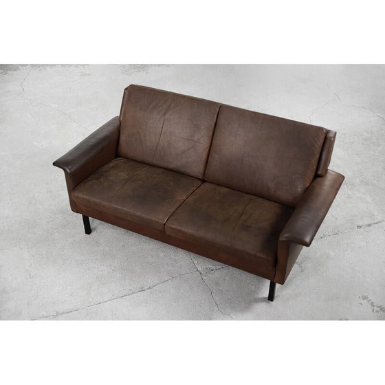 Image 1 of Skandinavisches 2-Sitzer-Sofa aus braunem Leder 3330 von Arne Vodder für Fritz Hansen, 1960er Jahre