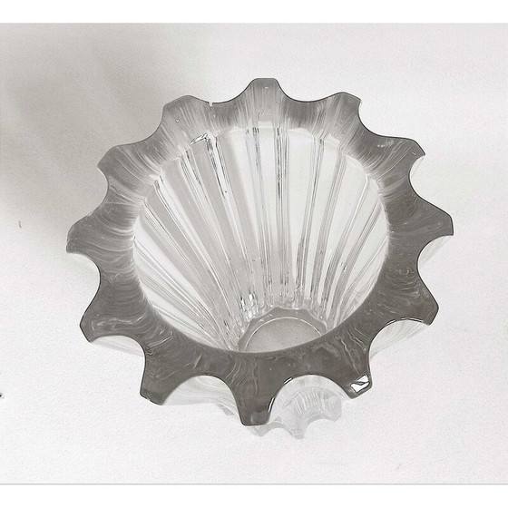 Image 1 of Vintage Art Deco Vase aus geformtem Glas von Pierre D'Avesn