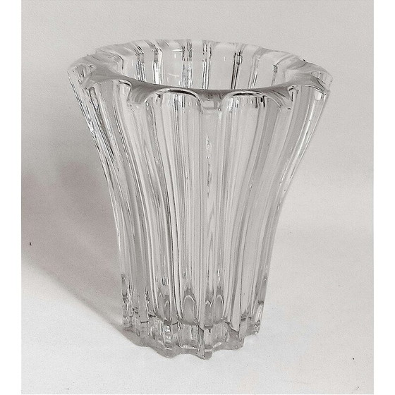 Image 1 of Vintage Art Deco Vase aus geformtem Glas von Pierre D'Avesn