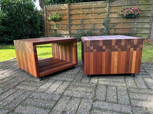 2X Leolux Vidar Masai Beistelltische aus Holz