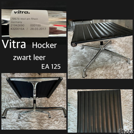 Image 1 of Vitra Eames 125 Hocker Schwarzes Leder