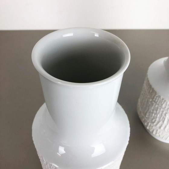 Image 1 of 2er-Set Op-Art-Vase aus Porzellan von Richard Scharrer für Thomas