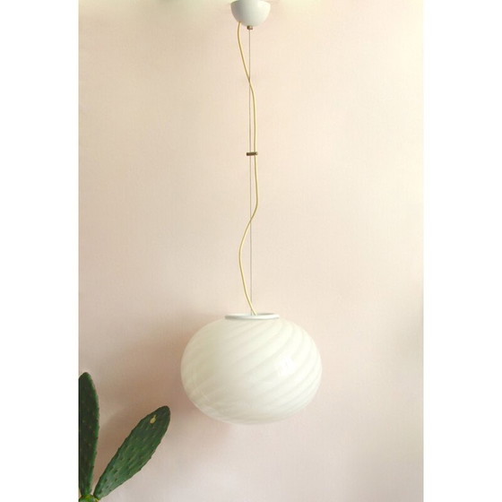 Image 1 of Vintage Calla Swirl Murano Deckenleuchte Italien 1970er