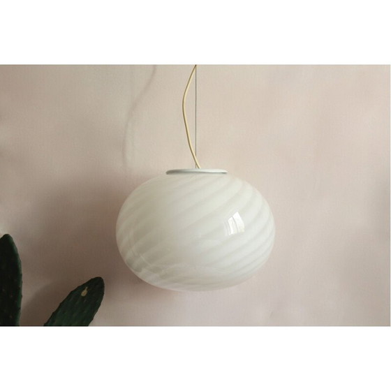 Image 1 of Vintage Calla Swirl Murano Deckenleuchte Italien 1970er
