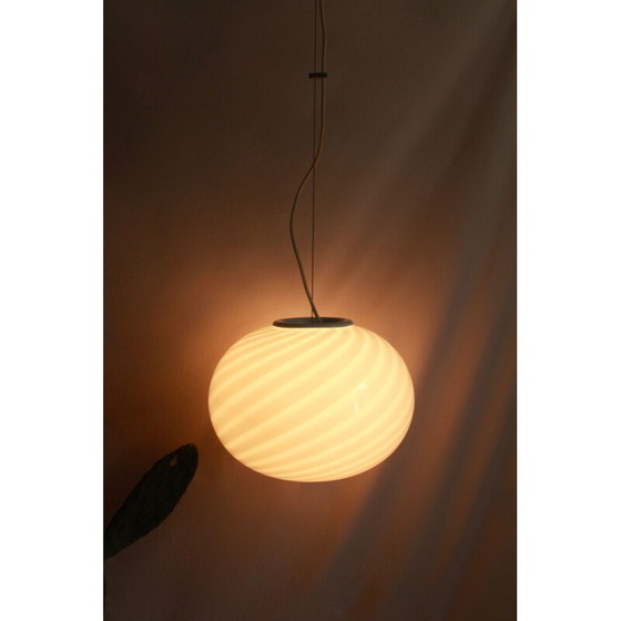 Image 1 of Vintage Calla Swirl Murano Deckenleuchte Italien 1970er