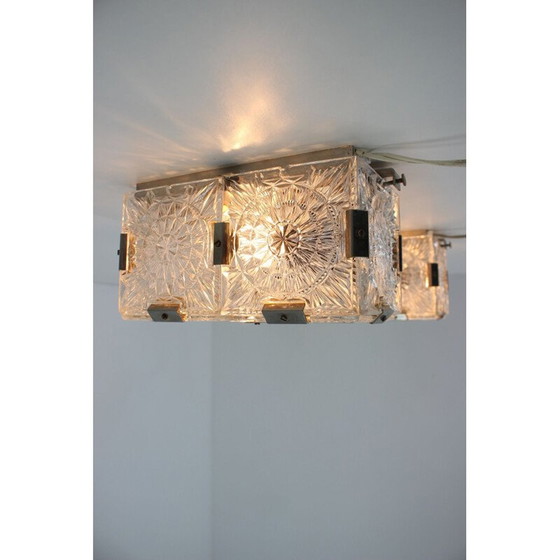 Image 1 of Paar Mid Century Glas Wand- oder Deckenlampen, 1970er Jahre