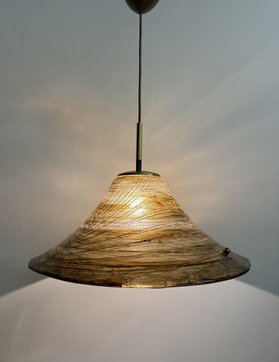 Image 1 of Mid Century Design Hängelampe Lucide mit Messing Detail 1970S