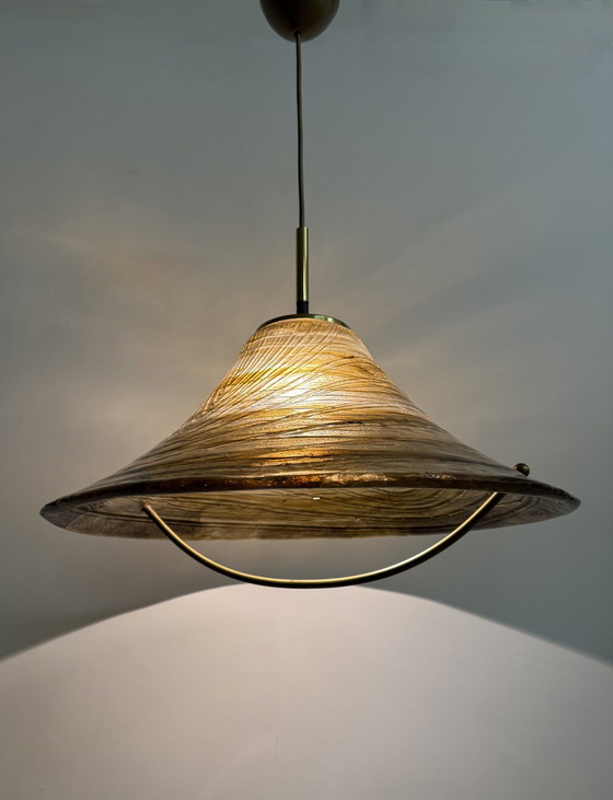 Image 1 of Mid Century Design Hängelampe Lucide mit Messing Detail 1970S