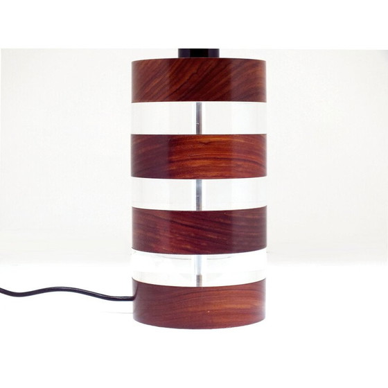 Image 1 of Vintage-Lampe aus Plexiglas und Holz von Felice Antonio Botta, 1980