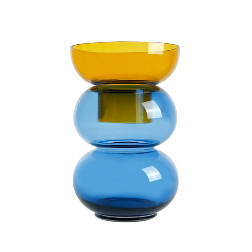 Cloudnola Bubble Flip Vase groß gelb und blau Glas