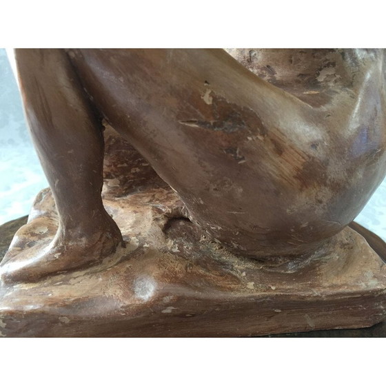 Image 1 of Vintage-Skulptur "Nackte kniende Frau" aus Ton, Frankreich 1950