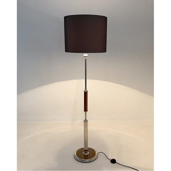 Image 1 of Vintage Stehlampe aus Chrom und Holz, Tschechoslowakei 1950