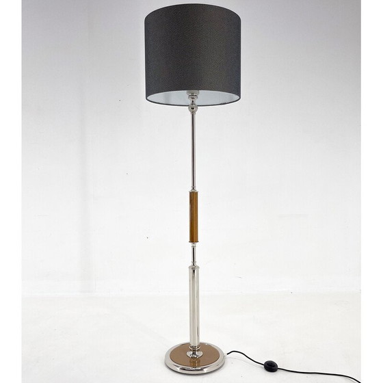 Image 1 of Vintage Stehlampe aus Chrom und Holz, Tschechoslowakei 1950