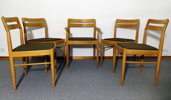 Image 1 of Vintage Esszimmergarnitur, Helle Eiche,  Design H. W. Klein Für Bramin, Dänemark 1960