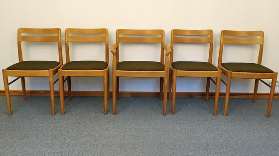 Image 1 of Vintage Esszimmergarnitur, Helle Eiche,  Design H. W. Klein Für Bramin, Dänemark 1960