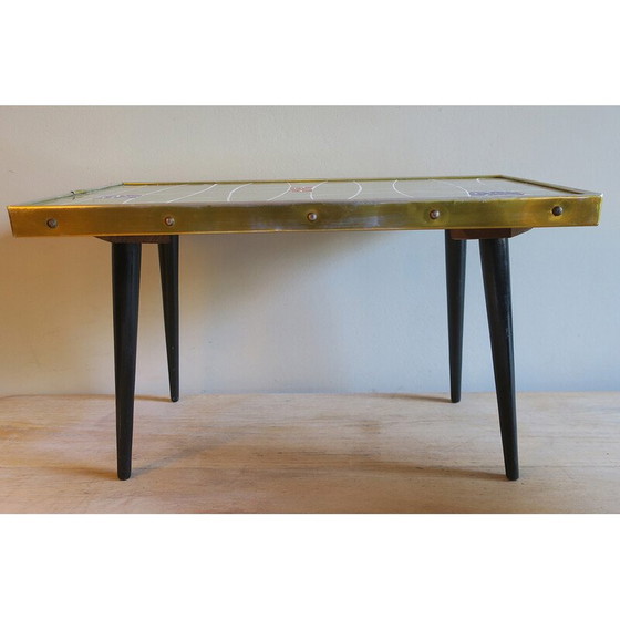 Image 1 of Mid Century keramischer Kacheltisch mit gespreizten Beinen, 1950er-1960er Jahre