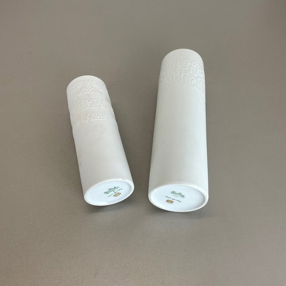 Image 1 of Paar Vasen aus Op Art Porzellan von Cuno Fischer für Rosenthal, Deutschland 1980er Jahre