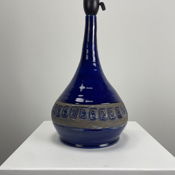 Image 1 of Dänische blaue Keramik-Tischlampe von 1950