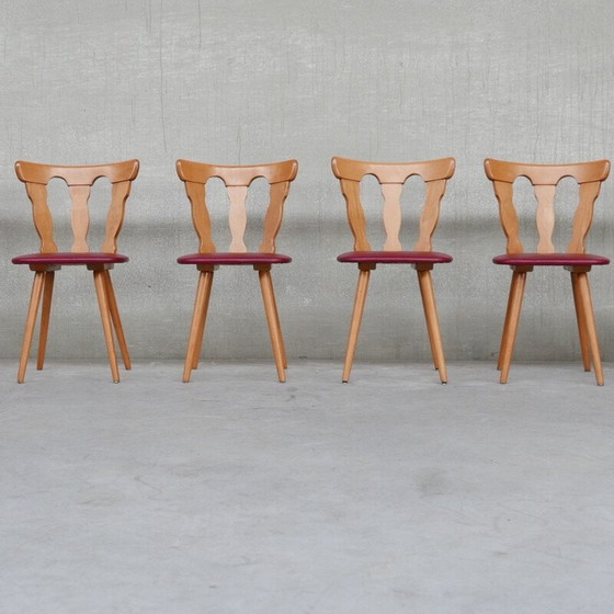 Image 1 of Satz von 22 Vintage Run Cafe Holz und Leder Stühle, Holland 1970er