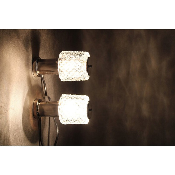 Image 1 of Paar alte Nachttischlampen aus Glas von Kamenicky Senov, Tschechoslowakei 1970