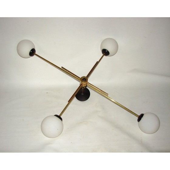 Image 1 of Vintage-Kronleuchter aus Messing und Glas, 1960