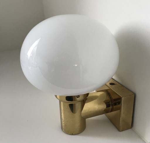 Vintage 1970s Wandlampe Weiß Milchglas Kugel Lampe Opaline