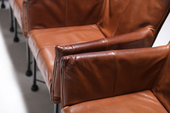 Image 1 of 6 vintage Chaplin Esszimmerstuhl aus cognacfarbenem Leder von Gerard van den Berg - Montis