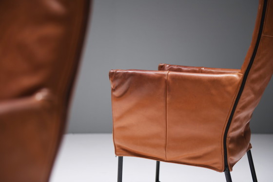 Image 1 of 6 vintage Chaplin Esszimmerstuhl aus cognacfarbenem Leder von Gerard van den Berg - Montis
