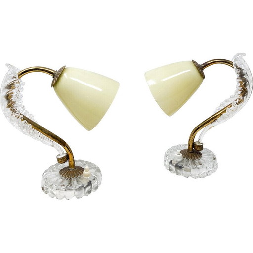 Vintage Tischlampe aus Messing und Glas, 1950