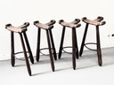 2 Spanischen Brutalistisch Barhocker Stühle Stool Holz Chair