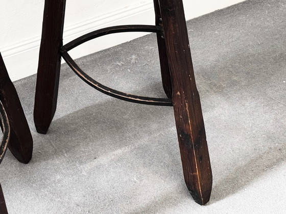 Image 1 of 2 Spanischen Brutalistisch Barhocker Stühle Stool Holz Chair